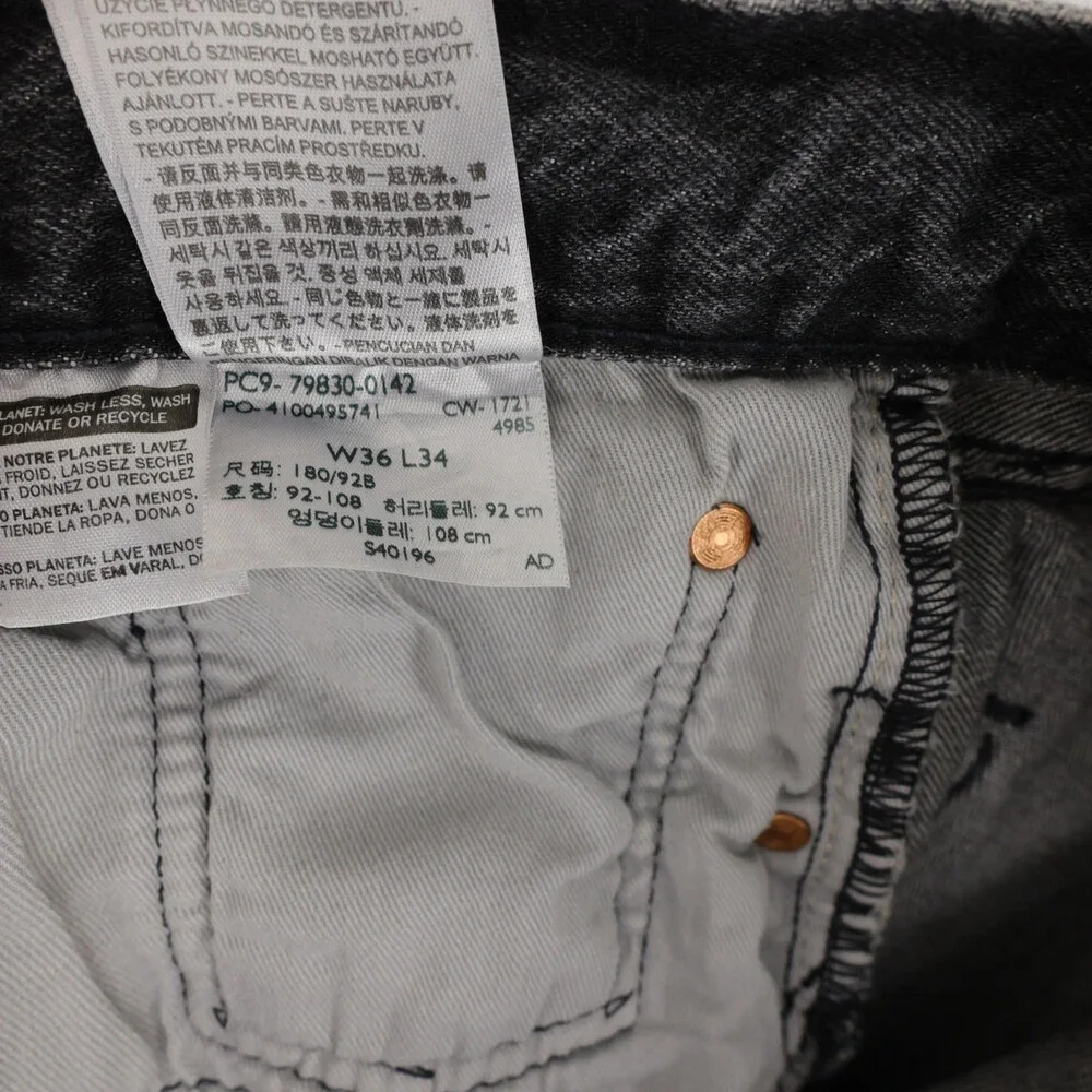 Levis 501 93 Jeans Mens 36x34 Black Gray Stretch Denim Button Fly Premium